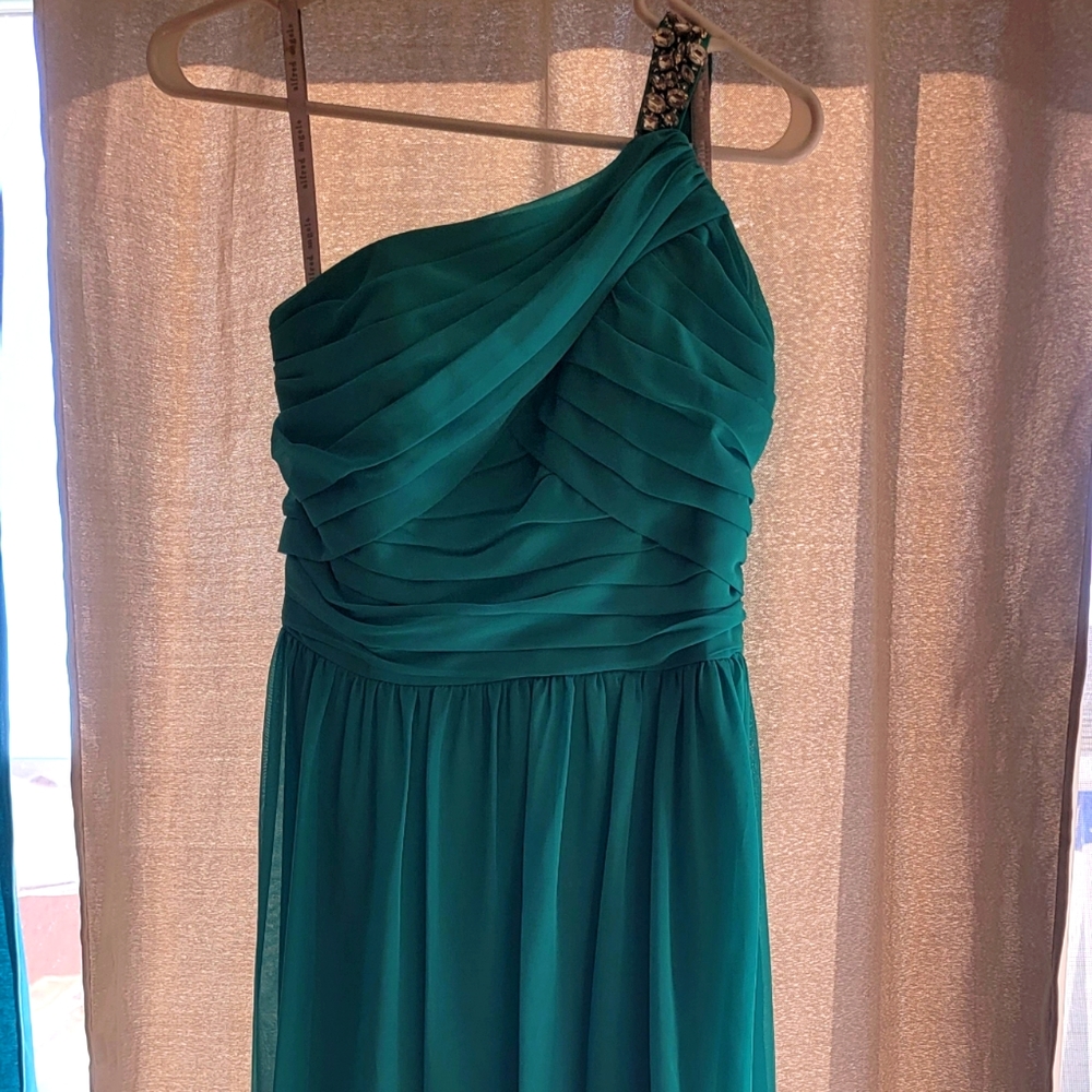 jade color formal gown